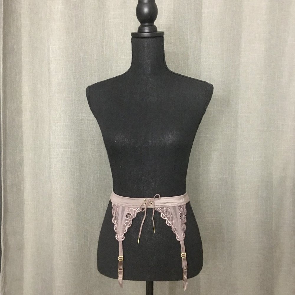 Vtg New Victoria's Secret Garter Belt Women XS/S Mauve Lace Satin Sexy Coquette